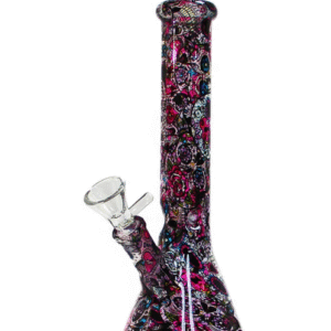 Glass Bong – Mexican Flower Skull (26cm)